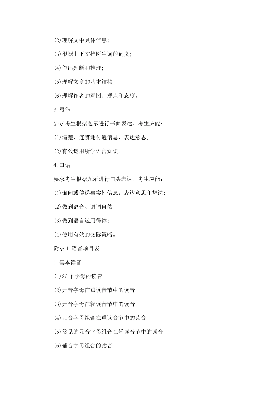 2012年高考英语考试大纲_第2页