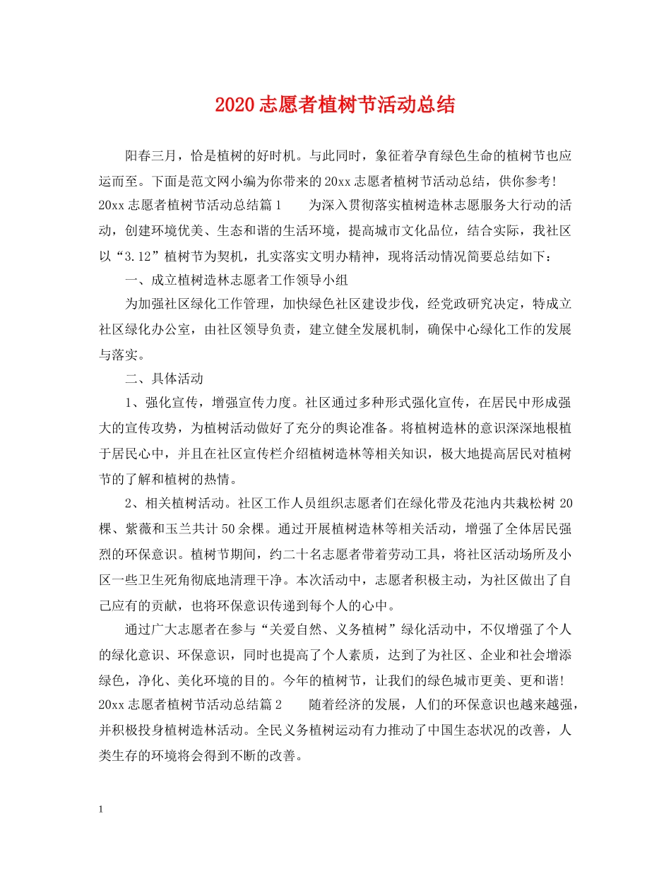 2024志愿者植树节活动总结 _第1页
