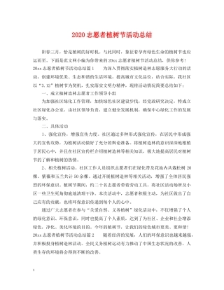 2024志愿者植树节活动总结 