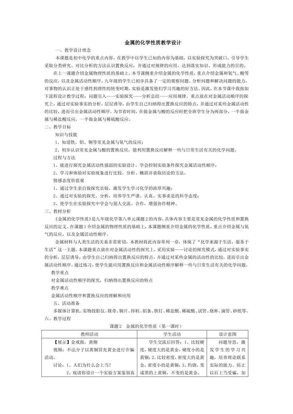 金属的化学性质教学设计[1]_第1页