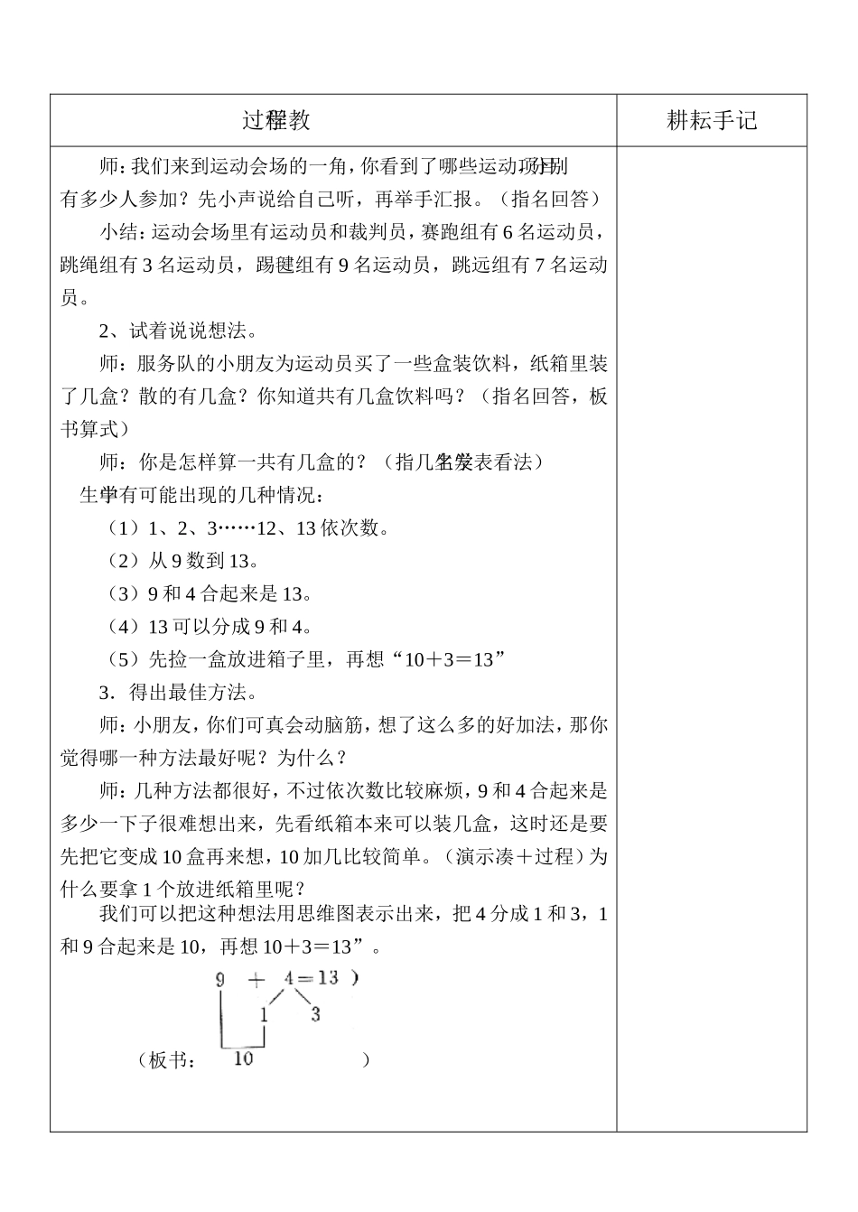 新人教版一年级数学下册《_9加几》教学设计_第2页
