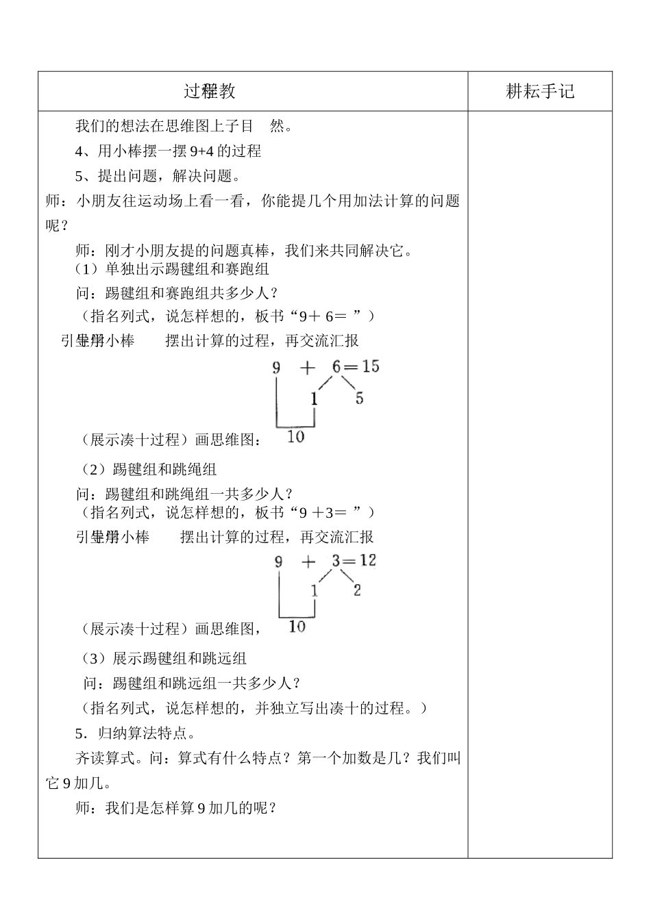 新人教版一年级数学下册《_9加几》教学设计_第3页
