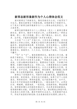 新常态新形象新作为个人心得体会范文