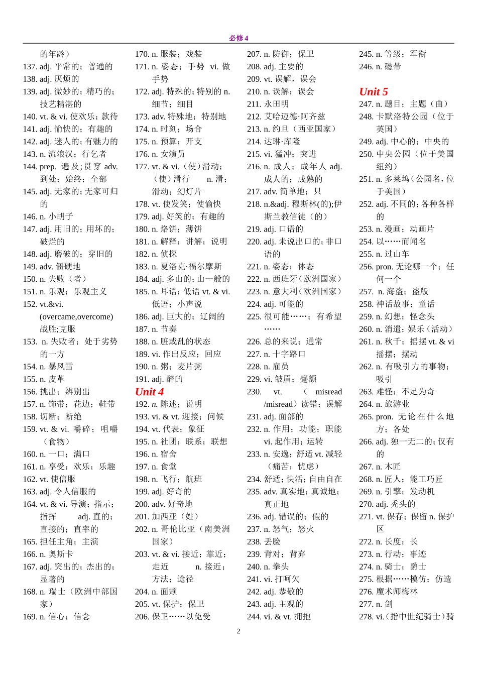必修4单词表中文_第2页