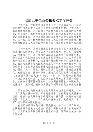 十七届五中全会公报要点学习体会