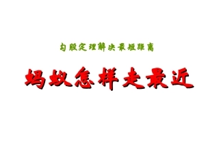 2013勾股定理与最短距离--蚂蚁怎么走最近？