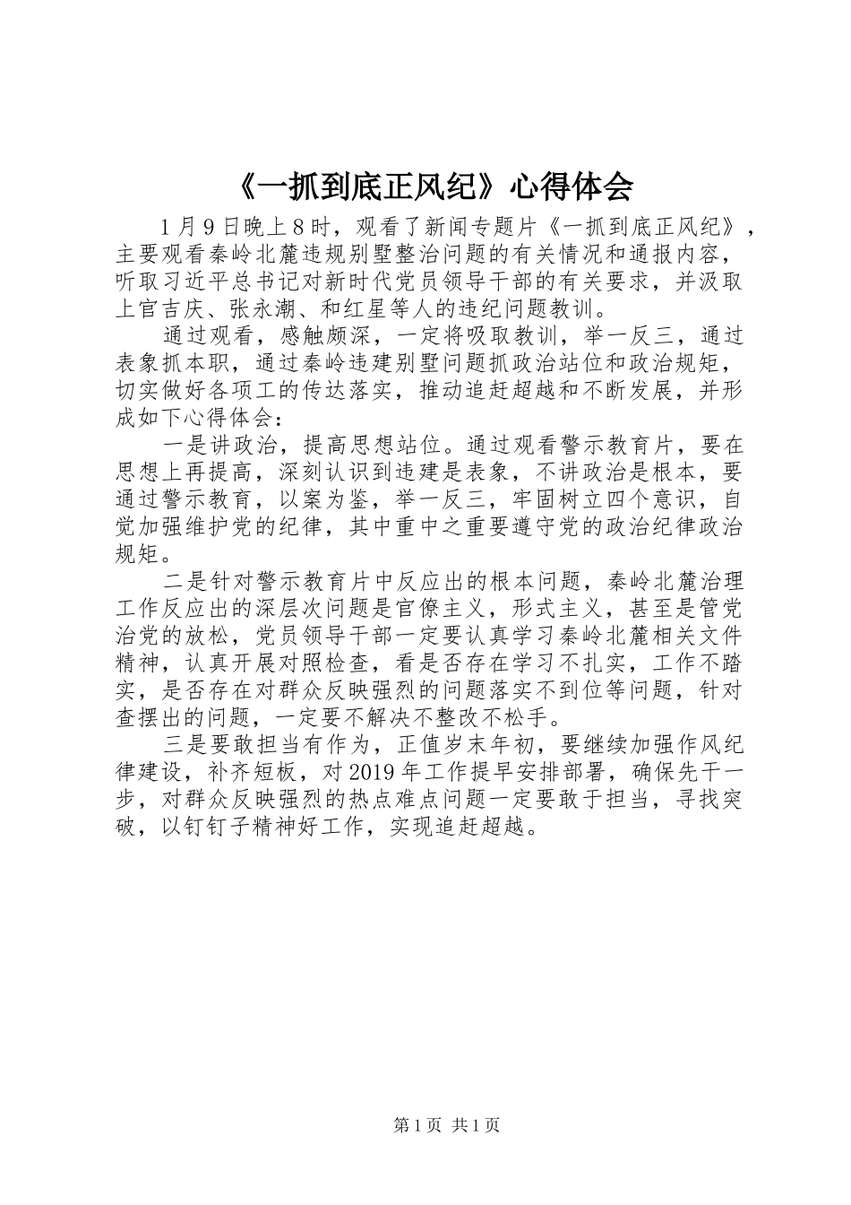 《一抓到底正风纪》心得体会_第1页