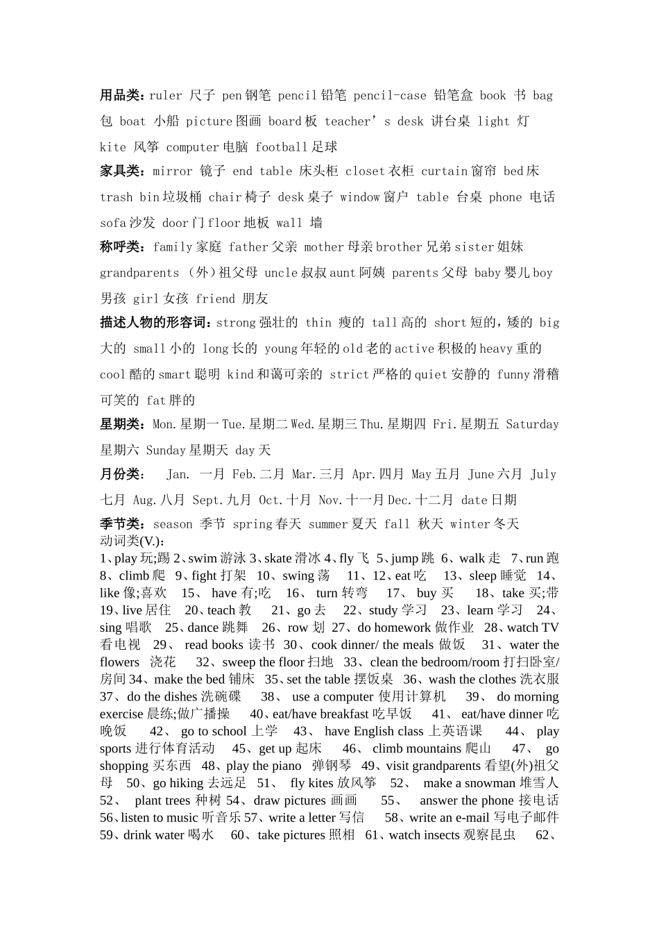 PEP小学英语分类词汇表_第3页