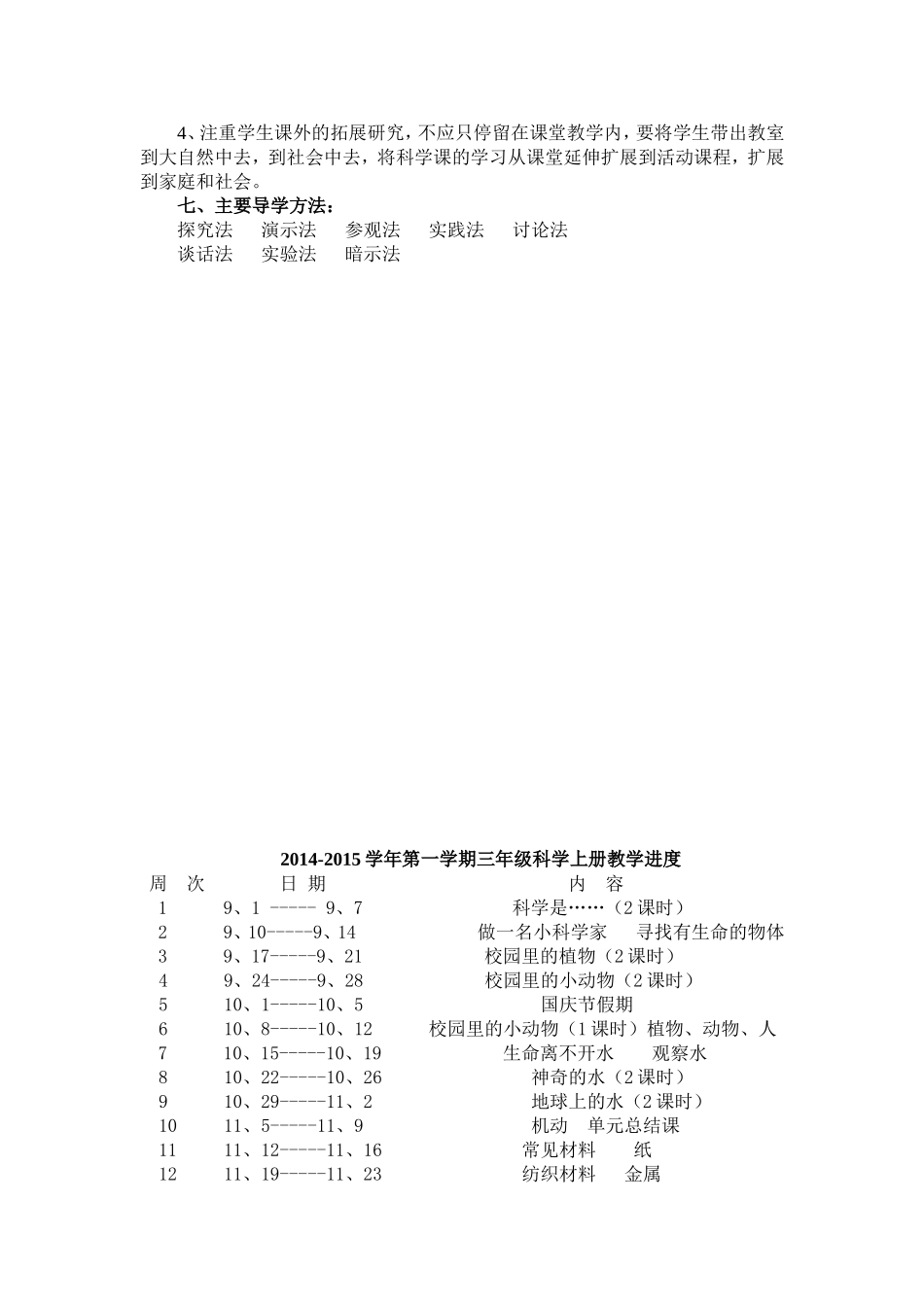 三年级科学上教学计划进度_第3页