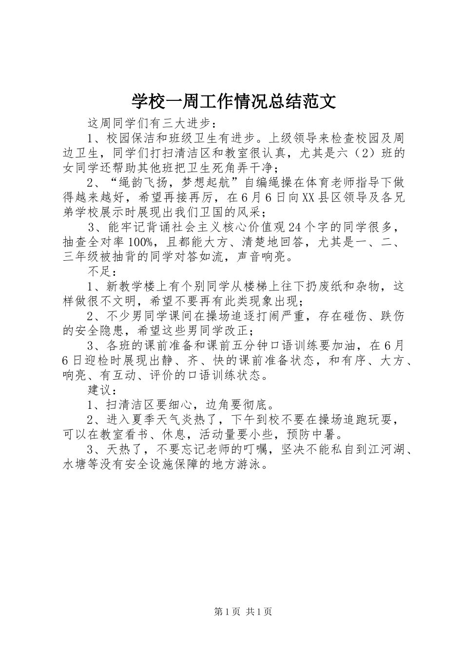 学校一周工作情况总结范文_第1页
