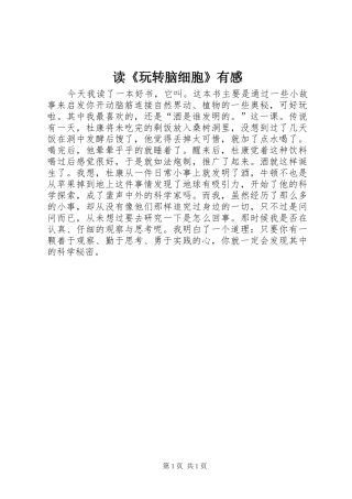读《玩转脑细胞》有感