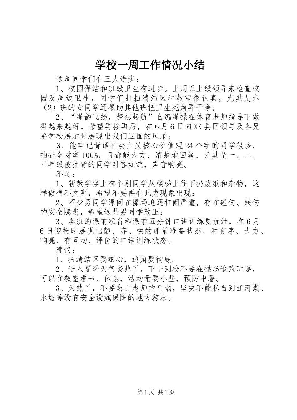 学校一周工作情况小结_第1页