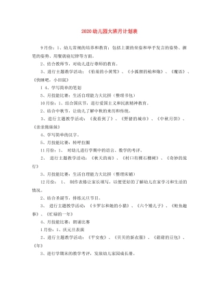 2024幼儿园大班月计划表 
