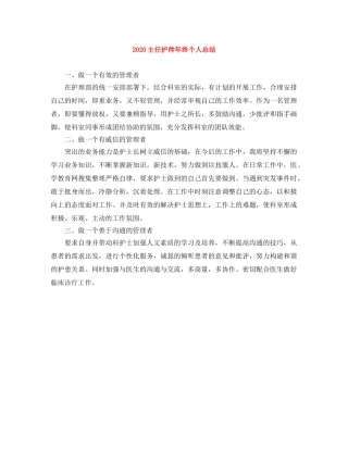 2024主任护师年终个人总结 