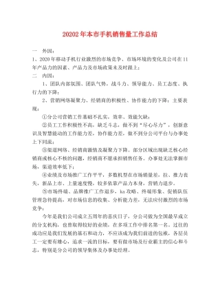 20242年本市手机销售量工作总结 