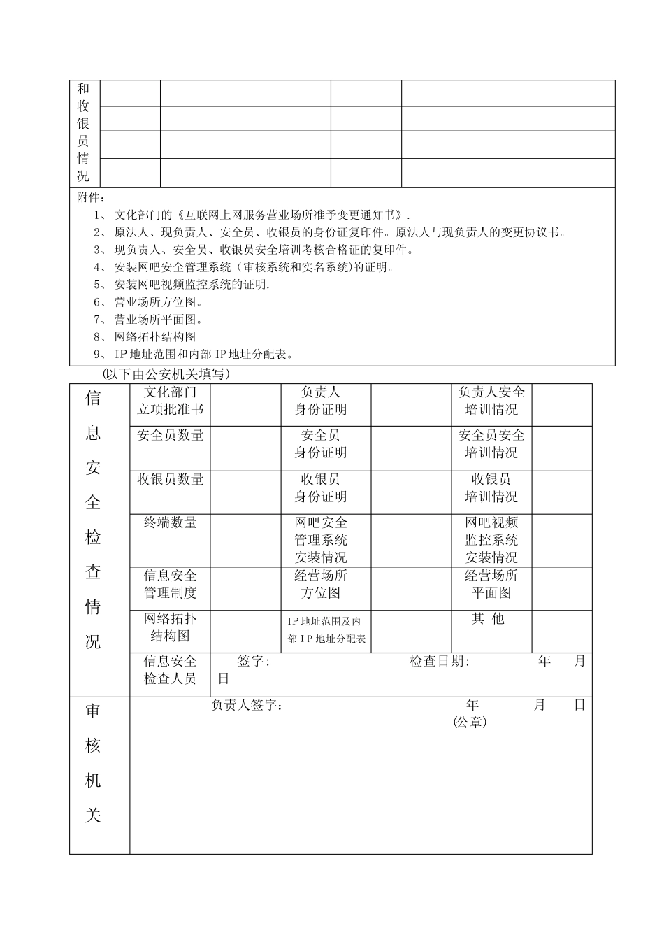 互联网上网服务营业场所信息安全审核变更表_第2页