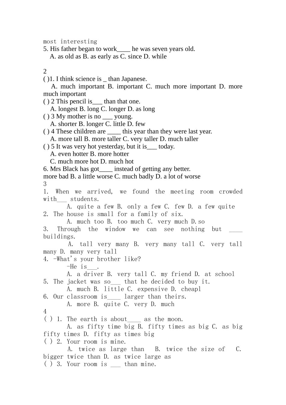 (免费)初中英语形容词比较级和最高级讲解与练习1_第3页