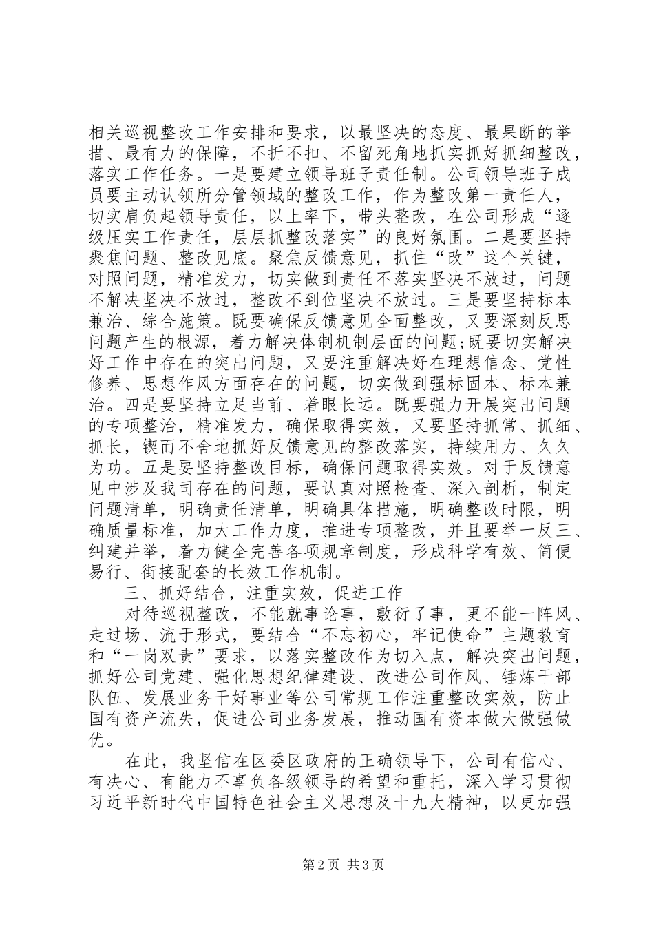 在巡视整改专题会上的总结发言_第2页