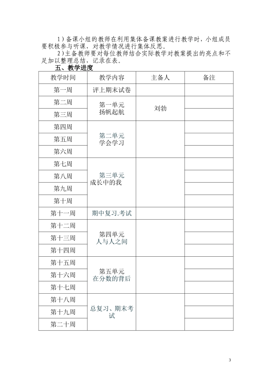 2014年七年级上期思想品德备课组工作计划_第3页