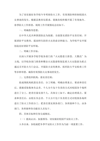 最新冬春火灾防控工作总结大全