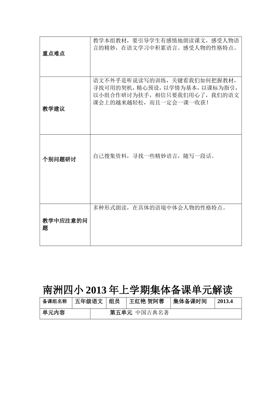 南洲四小2013年下学期集体备课单元解读_第3页