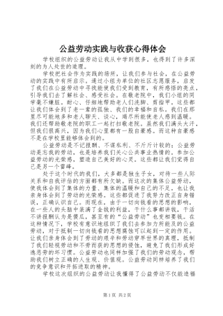 公益劳动实践与收获心得体会