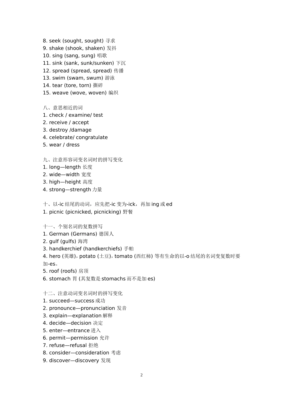 高考英语单词拼写必背全表_第2页