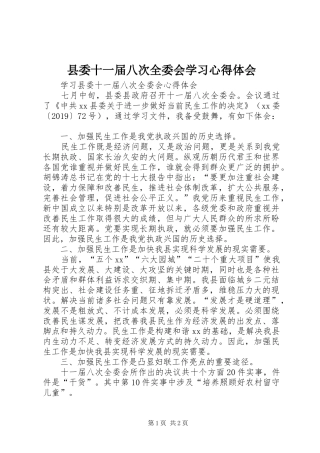 县委十一届八次全委会学习心得体会
