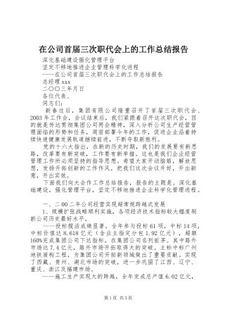 在公司首届三次职代会上的工作总结报告
