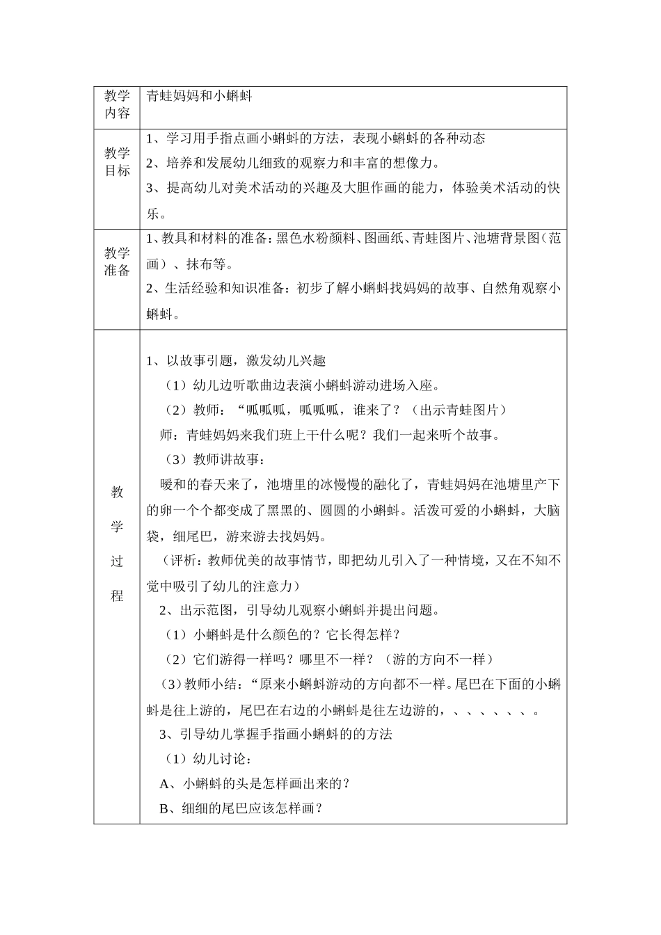 小班美工《青蛙妈妈和小蝌蚪》lnk_第1页