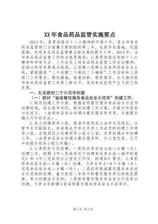 XX年食品药品监管实施要点