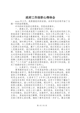 政府工作挂职心得体会