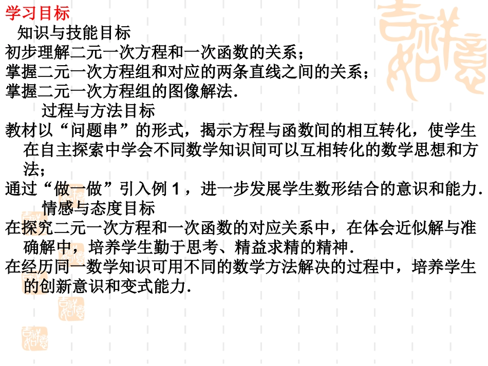 [名校联盟]甘肃省张掖市临泽县城关中学八年级数学《761二元一次方程与一次函数》课件（一）_第2页