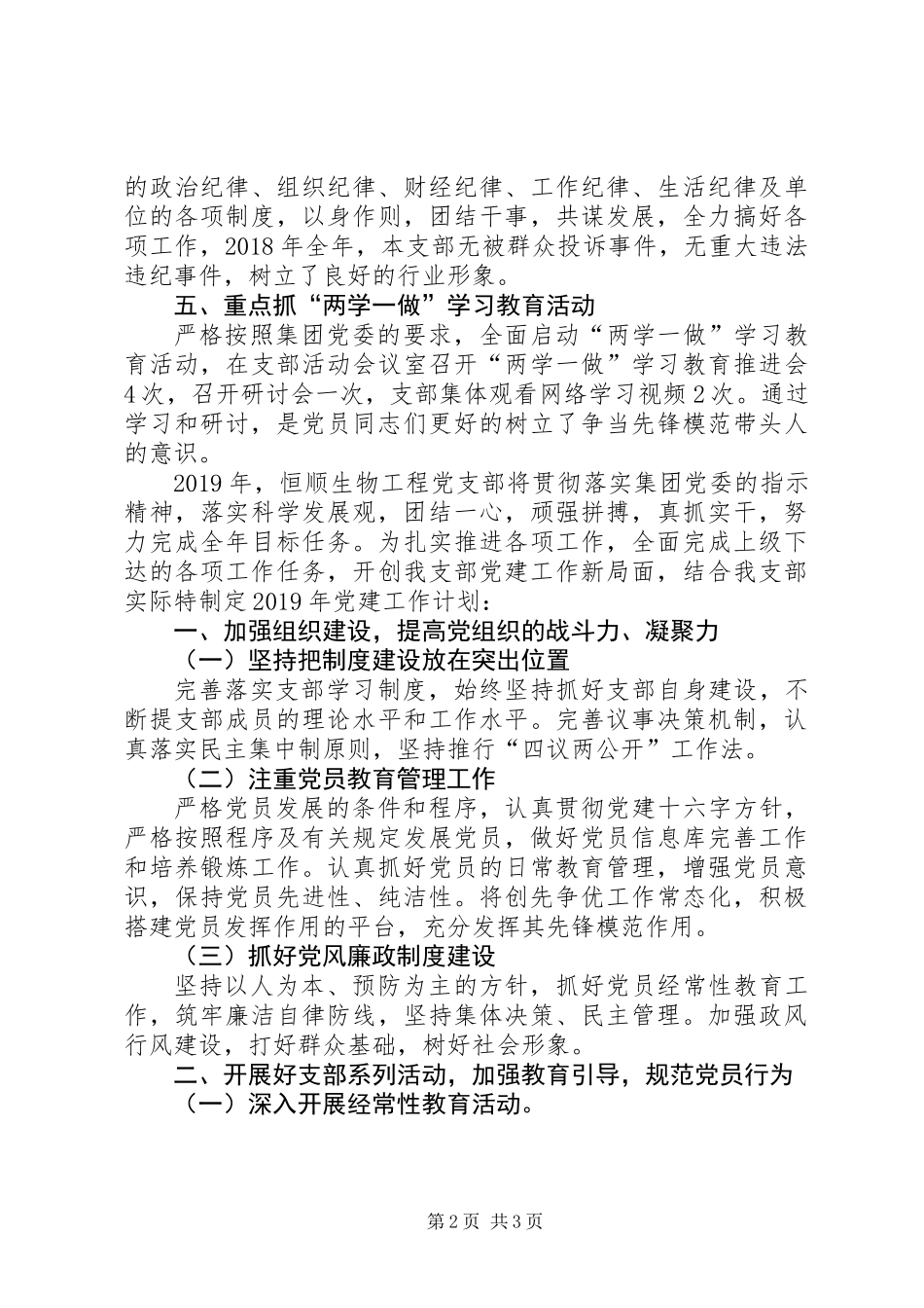 XX年集团公司党支部工作总结和XX年党建工作计划_第2页