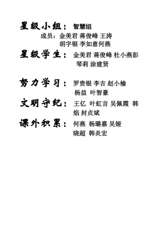 六一班光荣榜