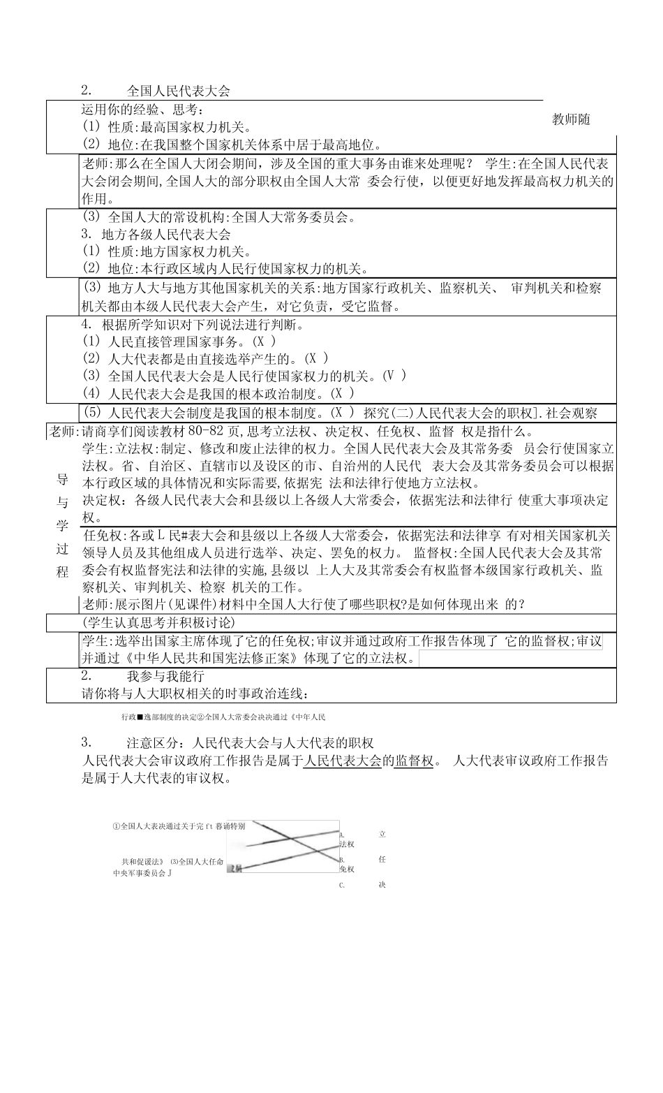 八年级道德与法治下册-6.1国家权力机关教案_第2页