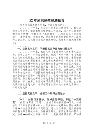 XX年述职述效述廉报告
