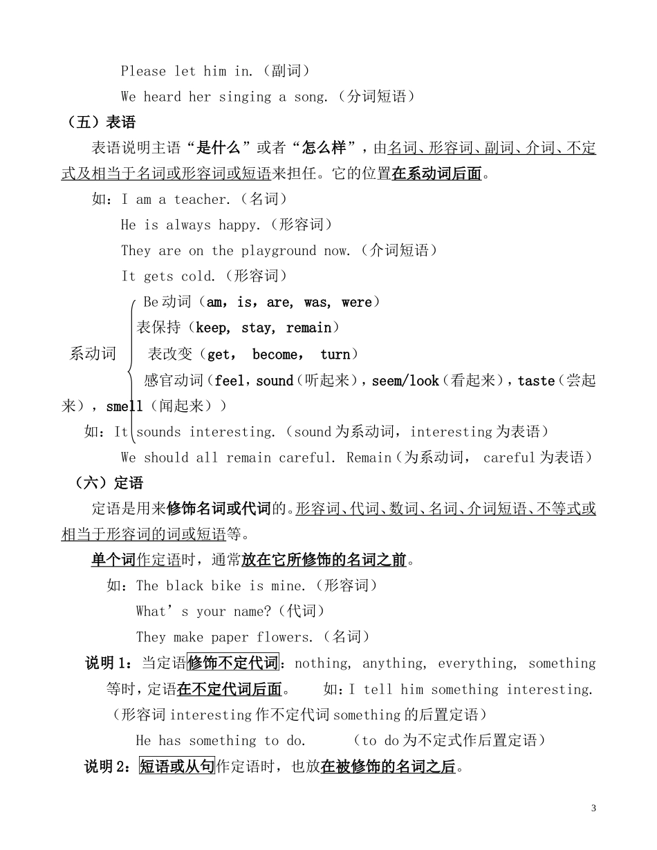 初中英语句子成分讲解_练习及答案_第3页