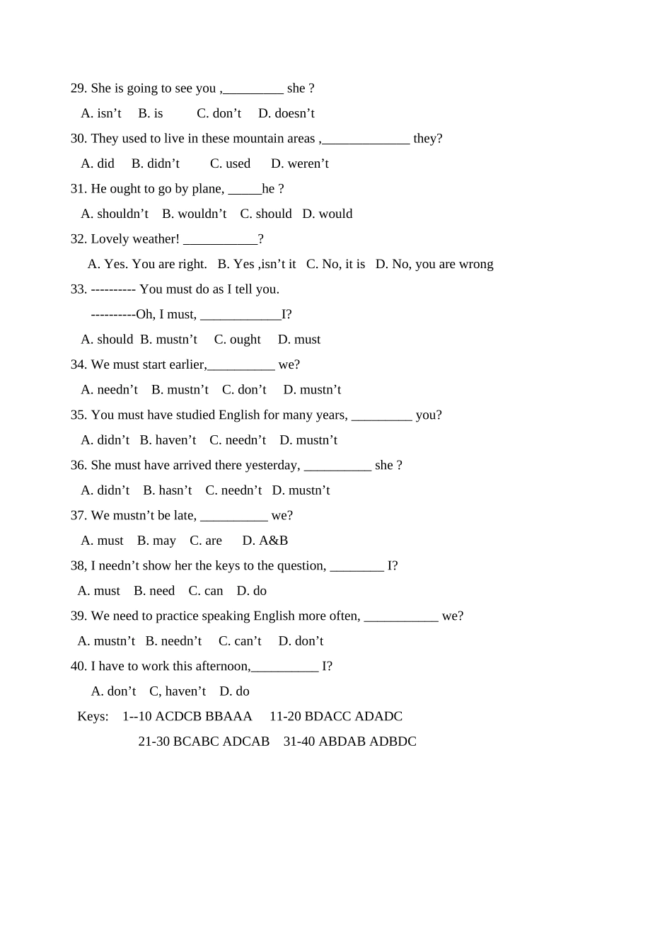 反意疑问句专练_第3页