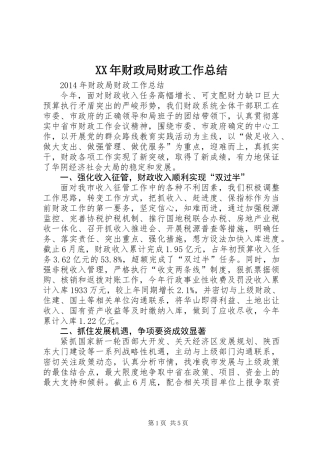 XX年财政局财政工作总结