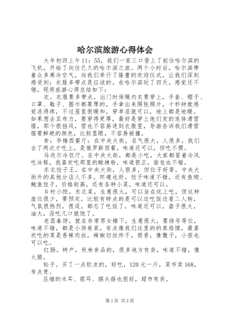 哈尔滨旅游心得体会