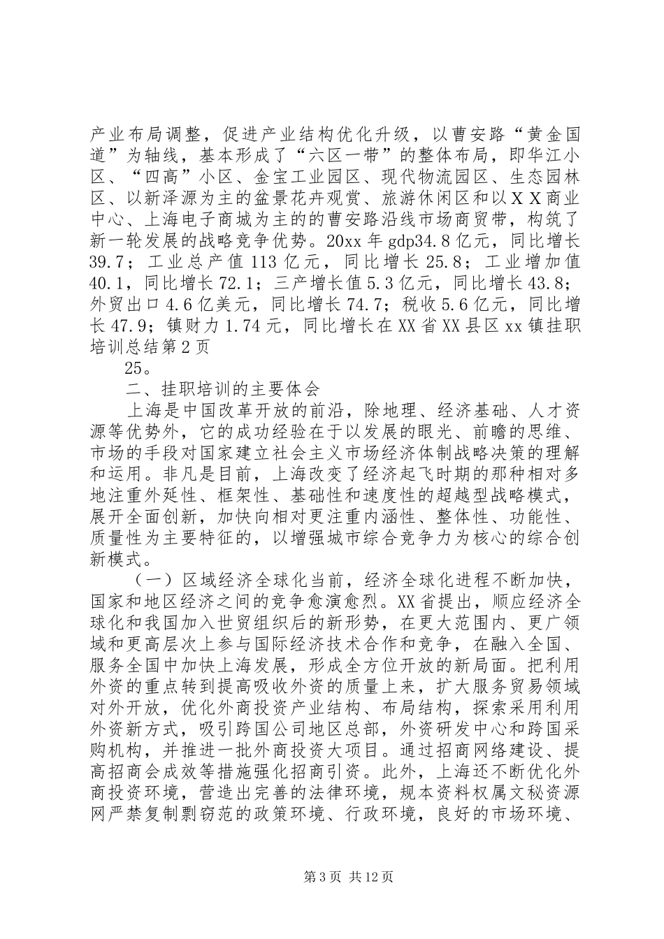 在XX省XX县区XX镇挂职培训总结_第3页