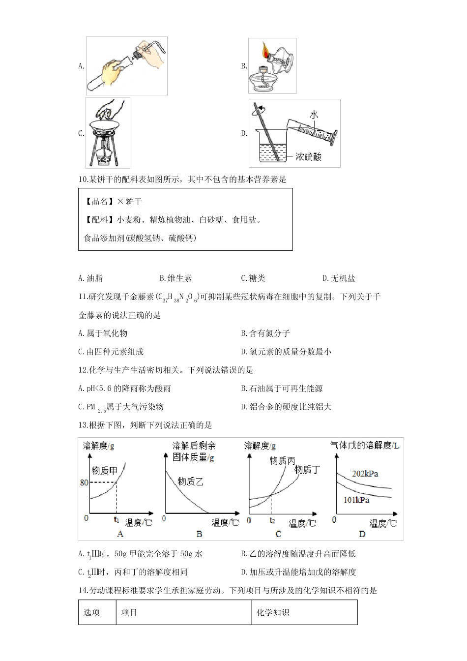 2022年广东省中考化学试题及参考答案 _第2页