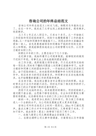 咨询公司的年终总结范文