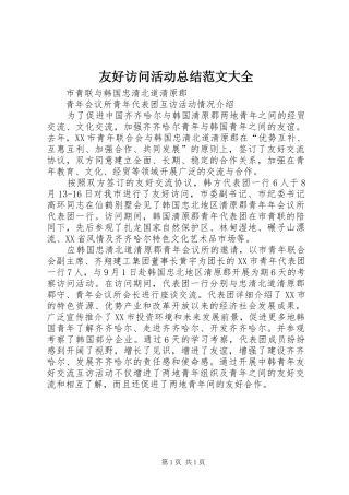 友好访问活动总结范文大全