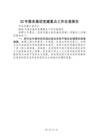 XX年落实基层党建重点工作自查报告