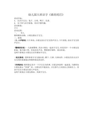 幼儿园大班识字