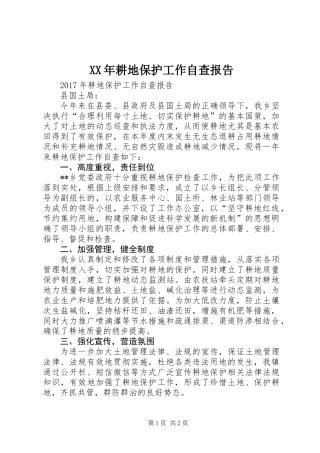 XX年耕地保护工作自查报告