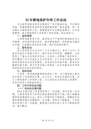 XX年耕地保护年终工作总结