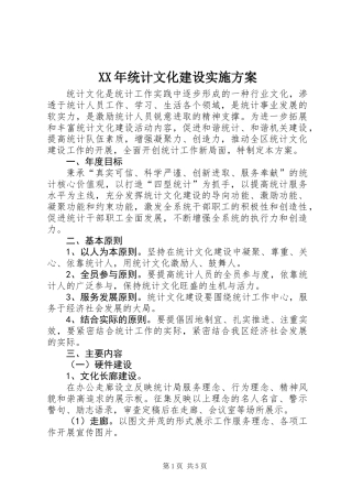 XX年统计文化建设实施方案